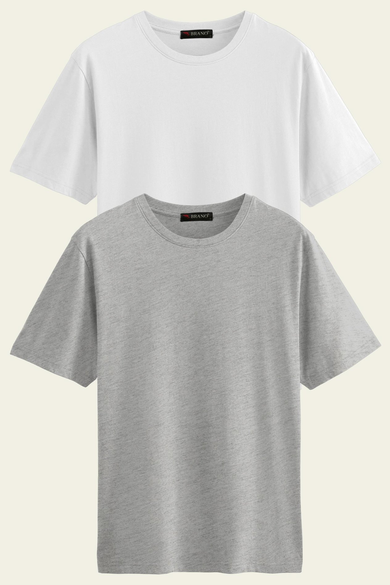 HANCLOUnisex 2-li Paket %100 Pamuk Basic Regular/Normal Kesim Bisiklet Yaka Kısa Kollu T-ShirtT-Shirt