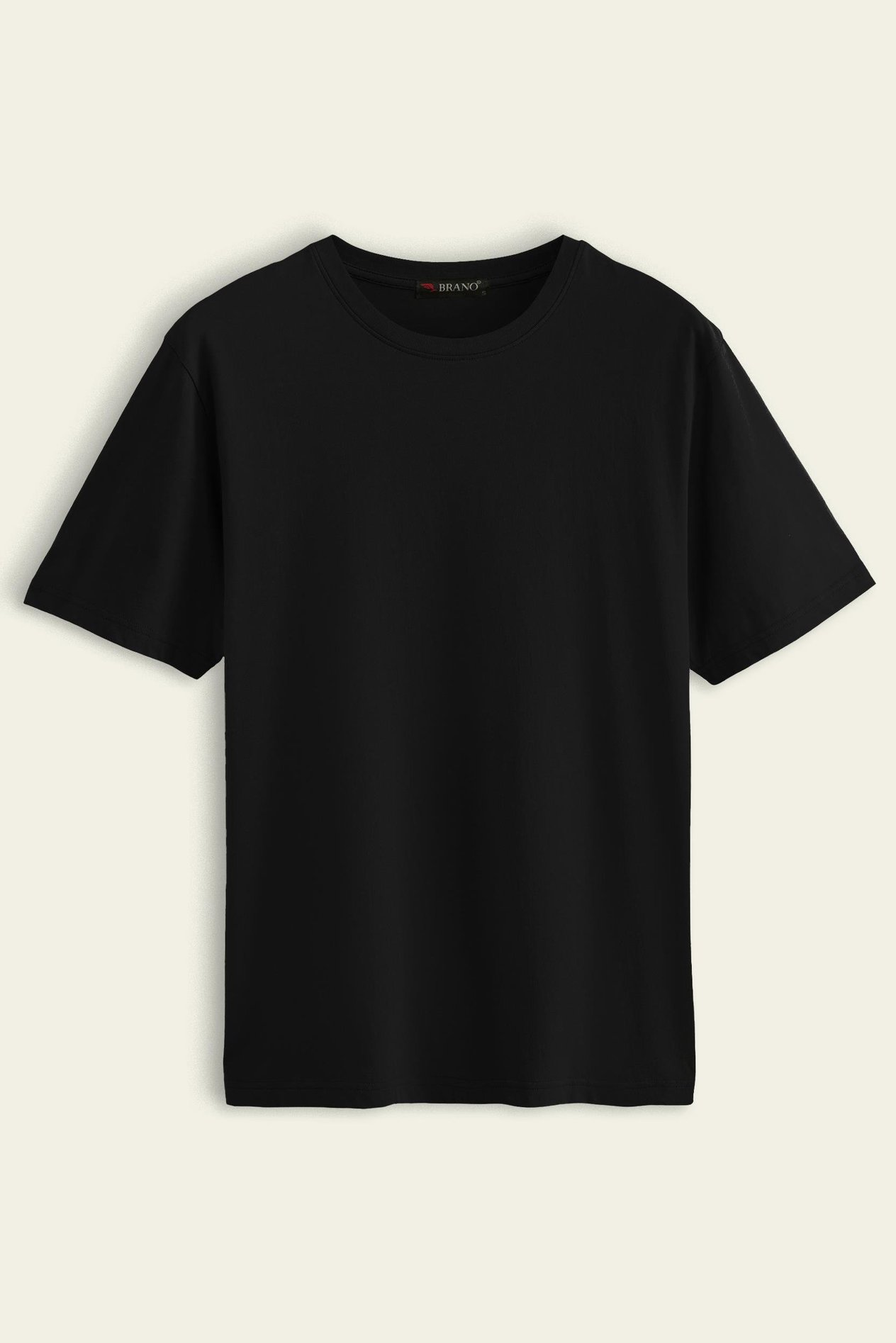 HANCLOUnisex Siyah %100 Pamuk Basic Regular/Normal Kesim Bisiklet Yaka Kısa Kollu T-ShirtT-Shirt