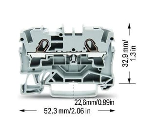 2 iletkenli geçiş klemensi; 4 mm²; Ex e II uygulamaları için uygun; yana ve ortaya etiketleme; DIN-ray 35 x 15 ve 35 x 7,5 için; Push-in CAGE CLAMP®; 4,00 mm²; gri