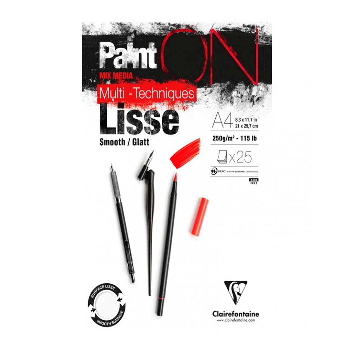 Clairefontaine Paint On Lisse A4 250 gr 25 Sayfa 4'lü Eskiz Defteri Po975729