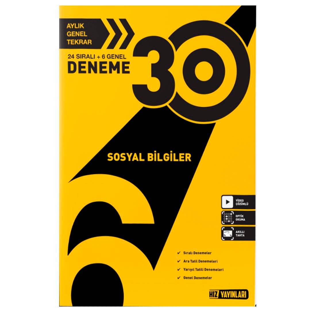 Hız Yayınları 6. Sınıf Sosyal Bilgiler 30 Deneme