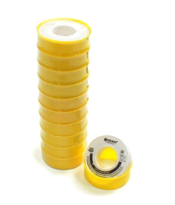 Gram - Gram Teflon Bant Sızdırmazlık Bandı 12 mm x 10 Mt 250 Adet - YERLİ ÜRETİM