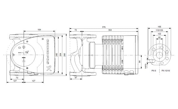 Grundfos - Grundfos MAGNA1 50-180 F(280 mm) 600.000+ Kazan İçin Frekans Konvertörlü Sirkülasyon Pompası 16mss 38m³/h