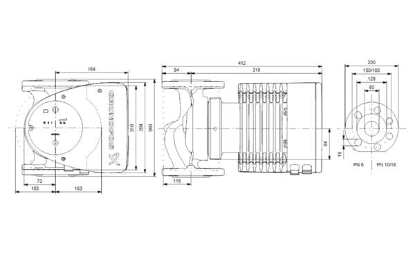 Grundfos - Grundfos MAGNA1 80-120 F(360 mm) 600.000+ Kazan İçin Frekans Konvertörlü Sirkülasyon Pompası 12mss 60m³/h
