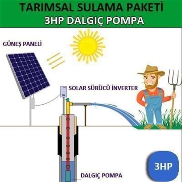 Kampa - Solar Güneş Enerjili Tarımsal Sulama Sistemi, 3 HP Dalgıç Pompa Sistemi