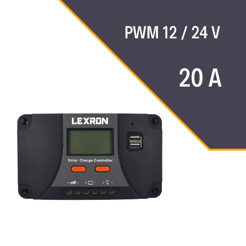 Lexron - Lexron Güneş Enerjisi Şarj Kontrol Cihazı, Solar Şarj Kontrol Cihazı, 20A PWM Şarj Kontrol Cihazı