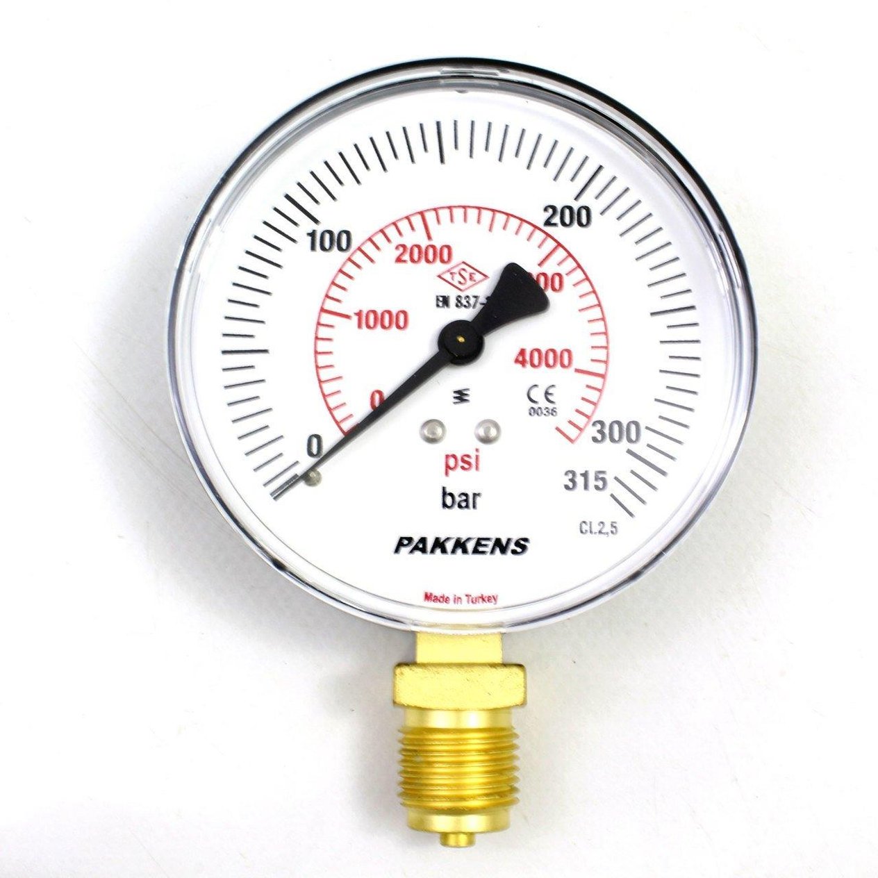 Pakkens - Pakkens 0-315 Bar 100 mm Alttan Bağlantılı Kuru Manometre G 1/2 inç
