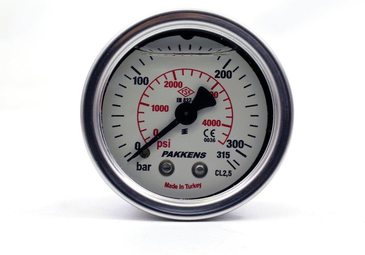 Pakkens - Pakkens 0-315 Bar 100 mm Arkadan Bağlantılı Gliserinli Manometre G 1/2 inç