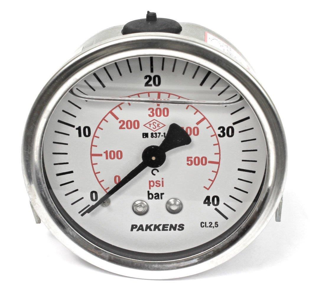 Pakkens - Pakkens 0-40 Bar 63 mm Arkadan Bağlantılı Panotipi Gliserinli Manometre G 1/4 inç