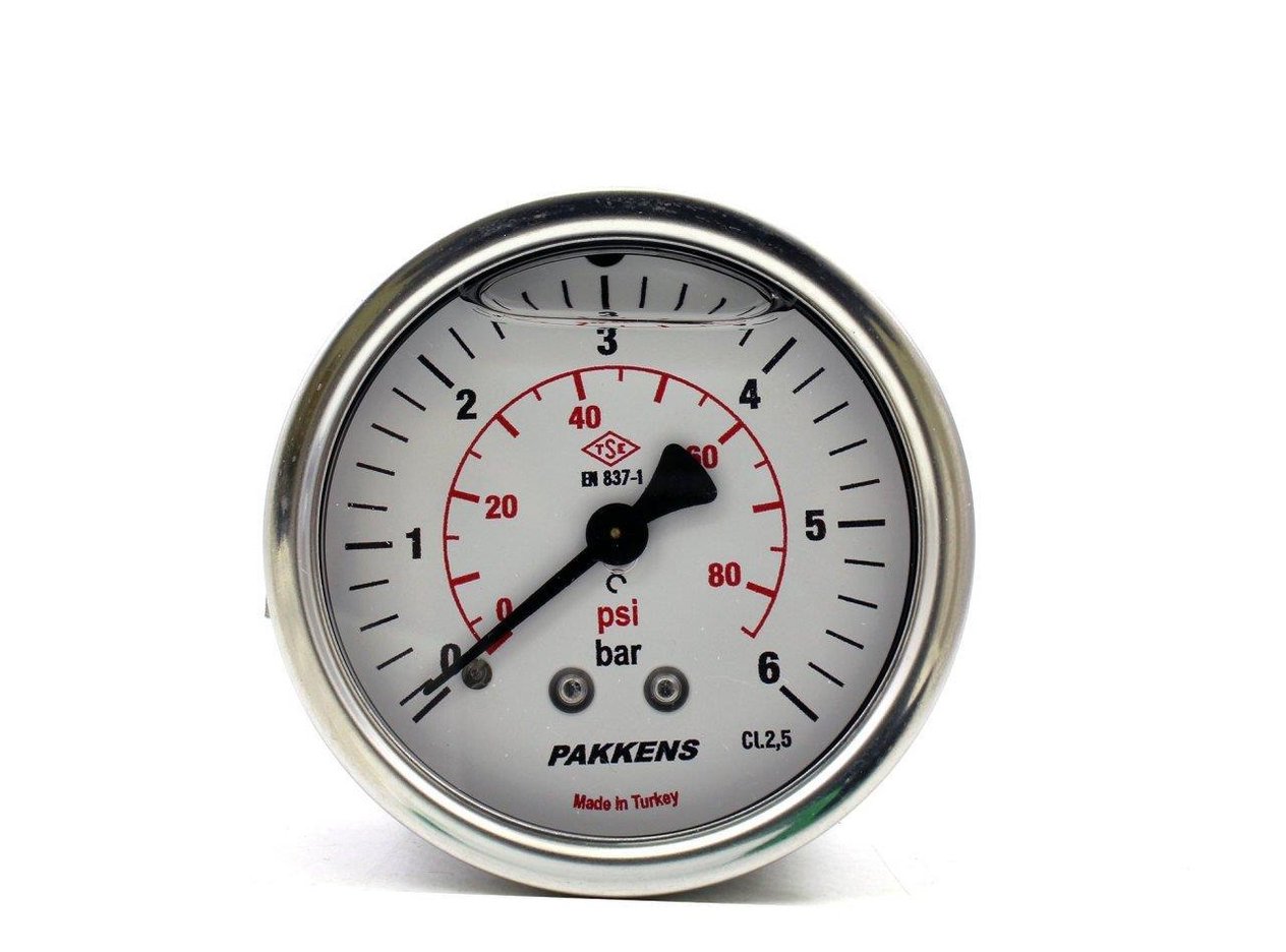 Pakkens - Pakkens 0-6 Bar 100 mm Arkadan Bağlantılı Panotipi Gliserinli Manometre G 1/2 inç