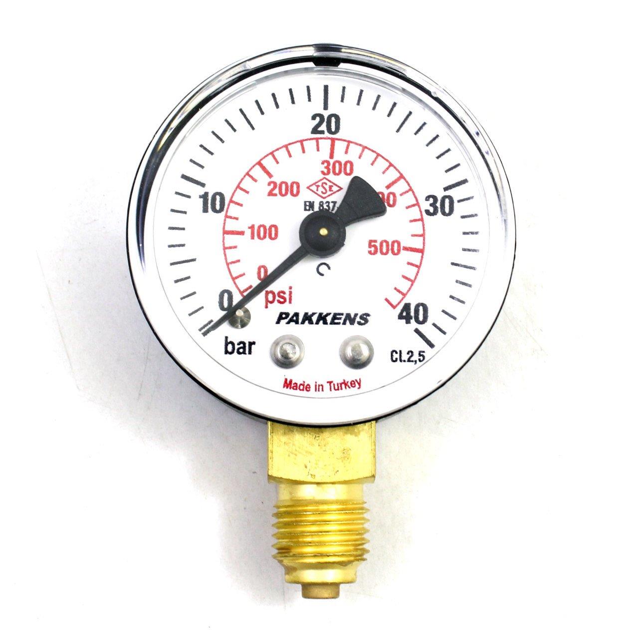 Pakkens - Pakkens Çap 50 0/40 Bar Kuru Tip Basınç Ölçer, Manometre, Basınç Göstergesi 1/4''