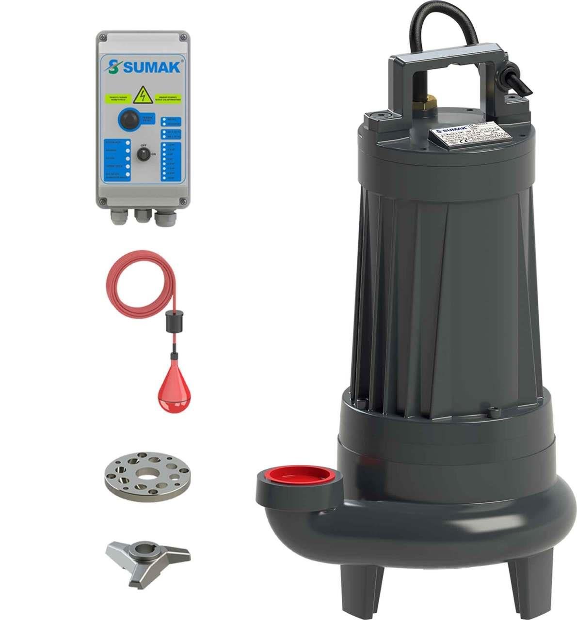 Sumak Pompa - Sumak SBRT20/2 Bıçaklı Foseptik Dalgıç Pompa Trifaze (380V) 2.2 Hp