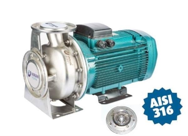Varan - Varan CA65-40-200/7.5T Komple Paslanmaz AISI 316 Kapalı Fanlı Santrifüj Pompa Trifaze 10 Hp 53 mss 40 m³/h