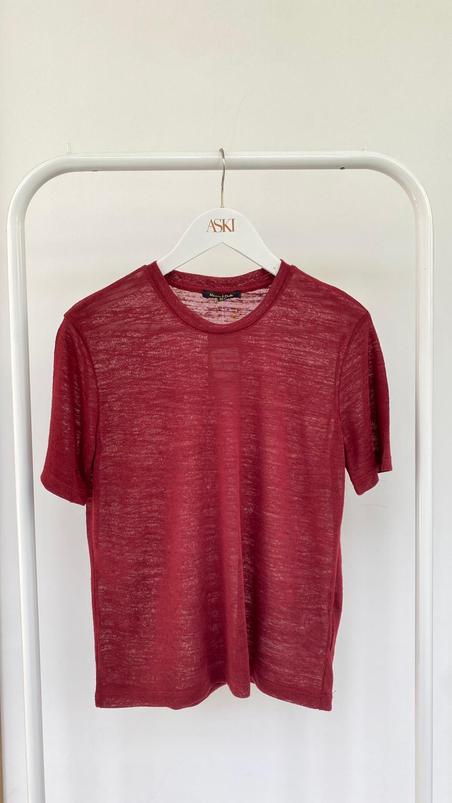 Bordo Bisiklet Yaka Transparan T-shirt