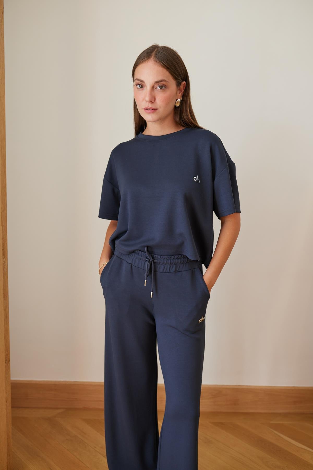Füme Modal Kumaş Yazı Baskılı Bluz Pantolon Takım