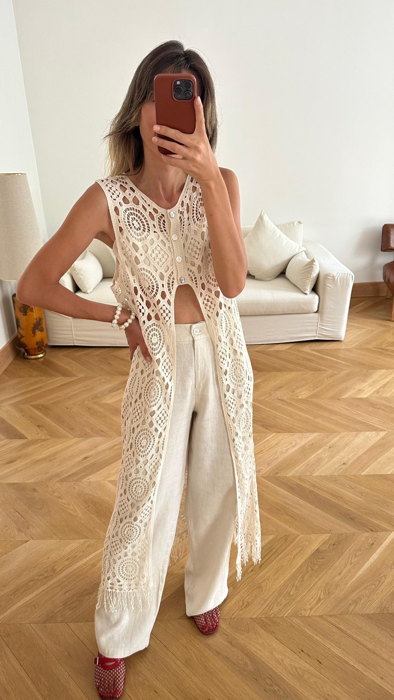 Taş Önden Üç Düğme Detaylı Örme Kimono
