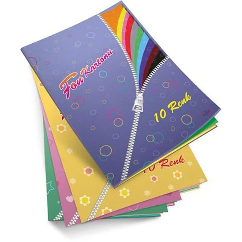 Alfa Fon Kartonu Dosyalı 25x35 Karışık 10 Renk