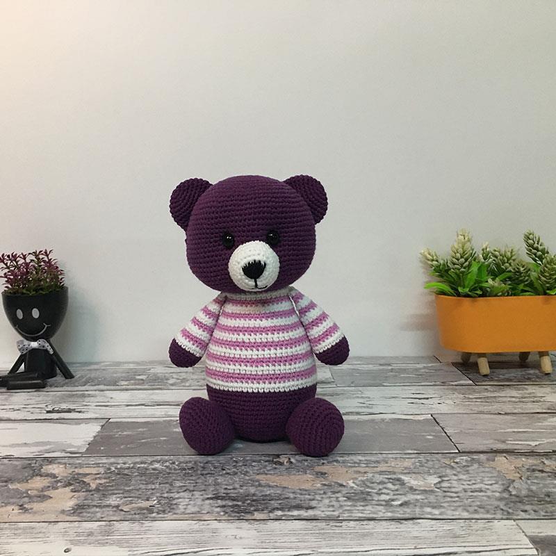 El Örgü Amigurumi Oyuncak Ayıcık Mor