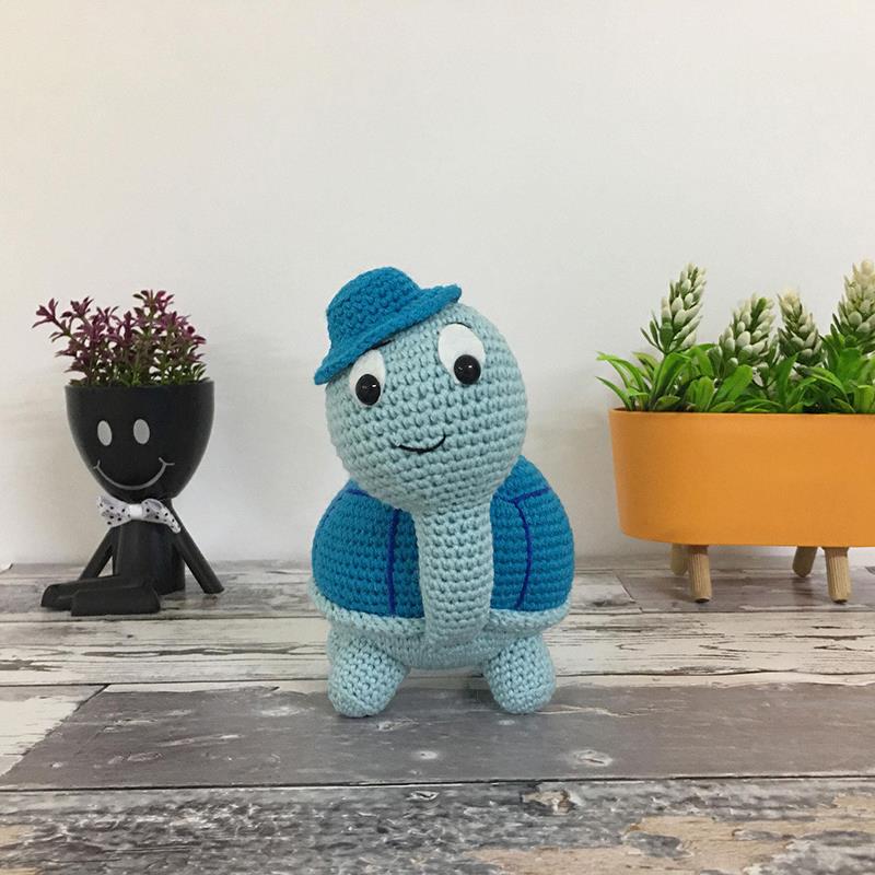El Örgü Amigurumi Oyuncak Kaplumbağa Mavi