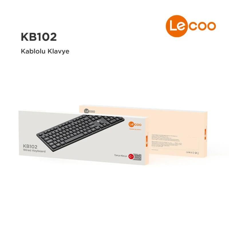 Lenovo Lecoo KB102 USB Kablolu Türkçe Q Klavye Siyah