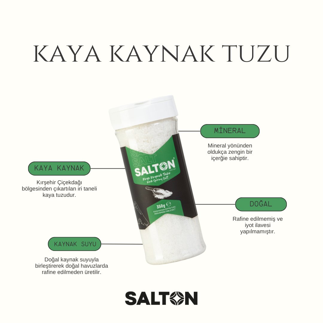 Doğal Kaya KAYNAK Tuzu İnce 350gr Salton