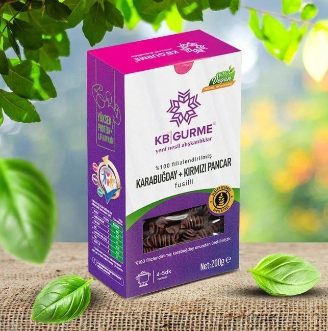 Glutensiz & Vegan Karabuğday + Kırmızı Pancar Makarna Fusilli 200 gr KB GURME