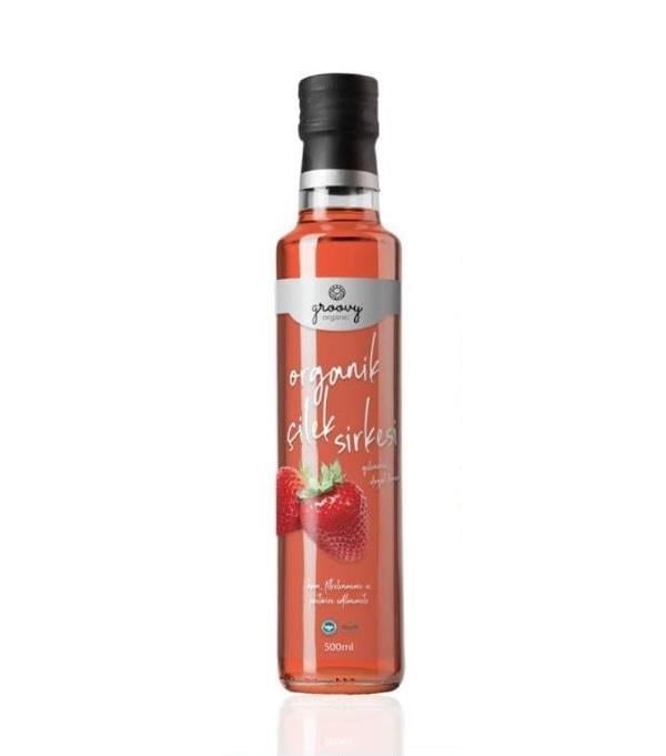 Organik Fermente Çilek Sirkesi 500 Ml