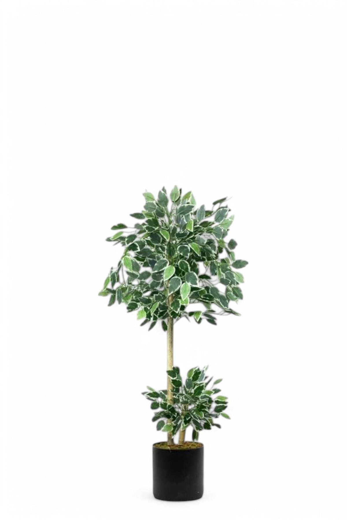150 cm ficus yapay ağaç bambu 2 gövdeli siyah metal saksı 