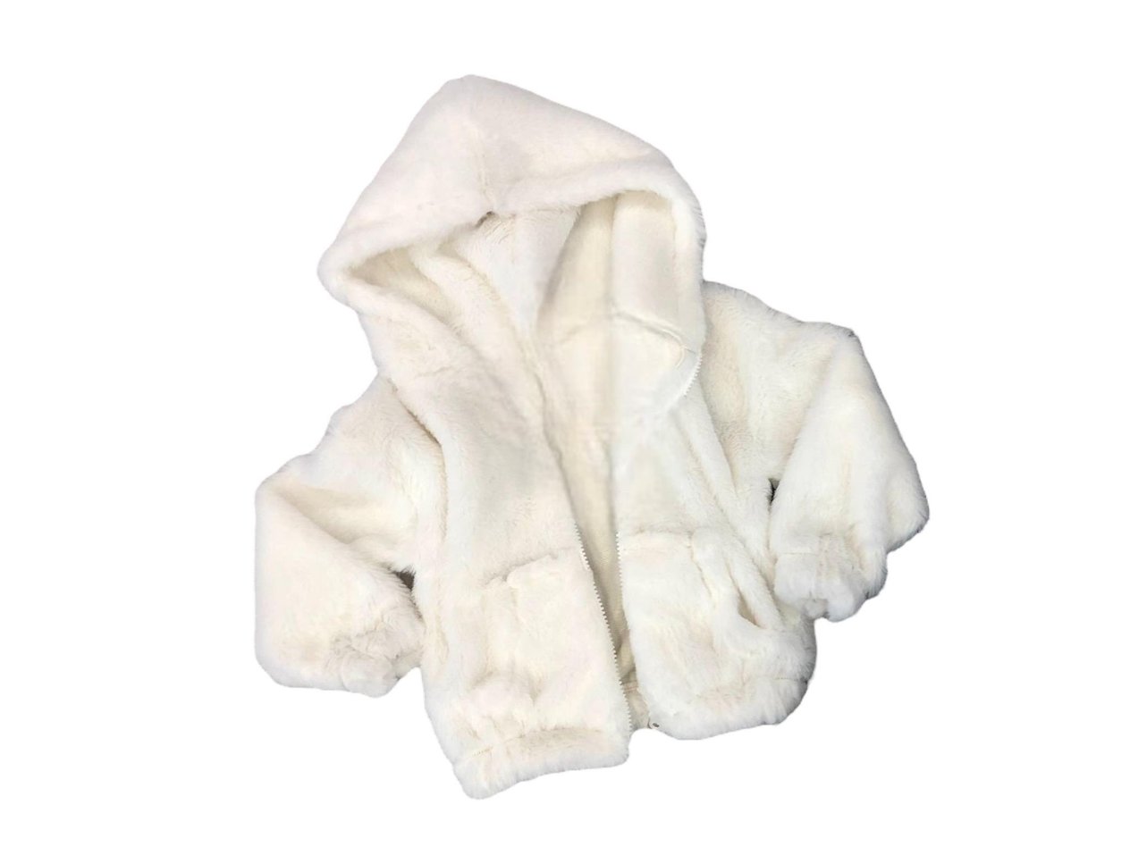 Kız Kışlık 9 Ay-5 Yaş Şapkalı Peluş Hırka Ekru 4564 