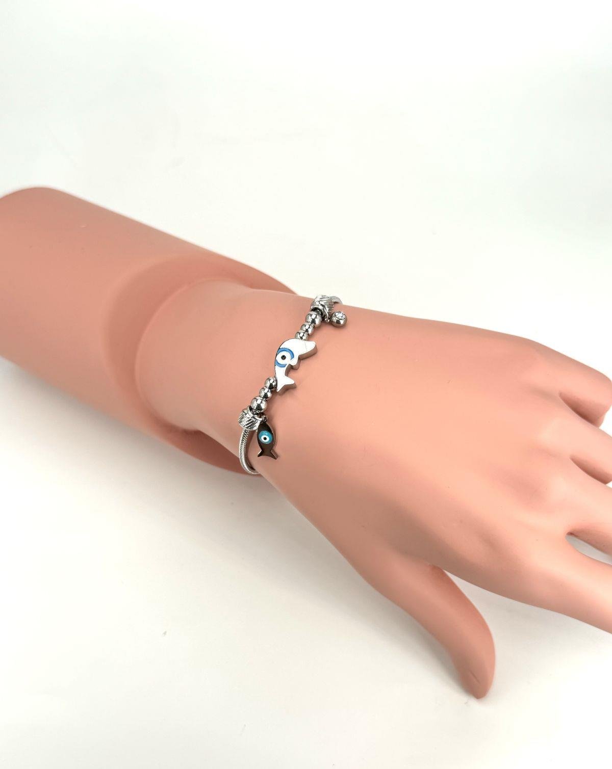 Balık Detaylı Çelik Pandora Bileklik (Gümüş) Blk 211194-01