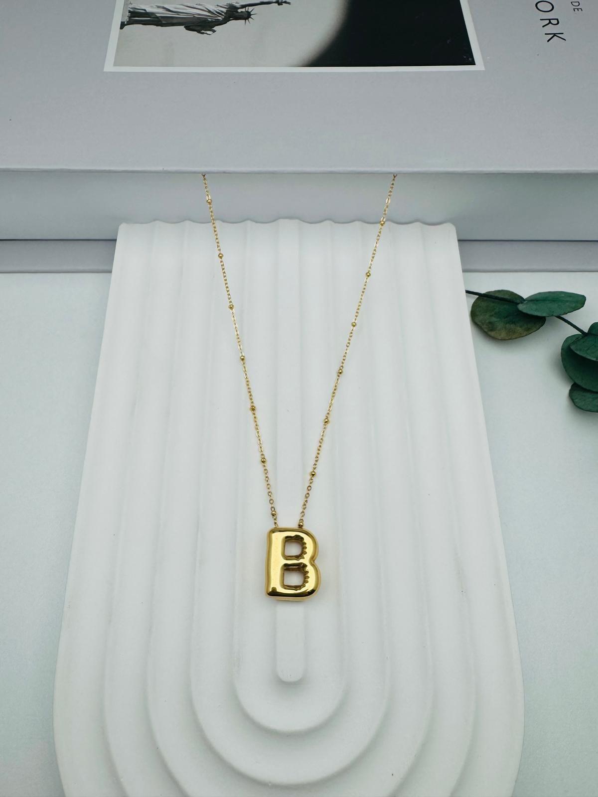 Balon (B) Harf Çelik Kolye (Gold) KLY 0106-05