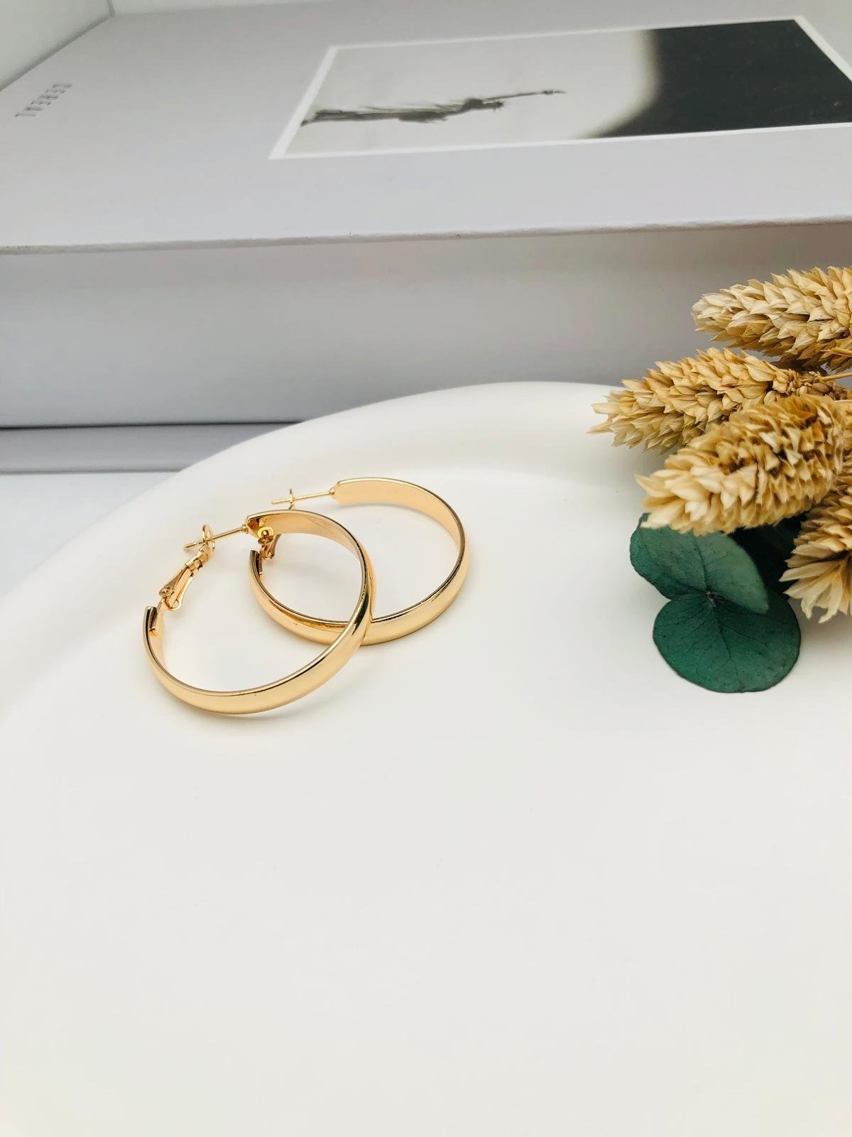 Kp268 Halka Zirkon Küpe (Gold)