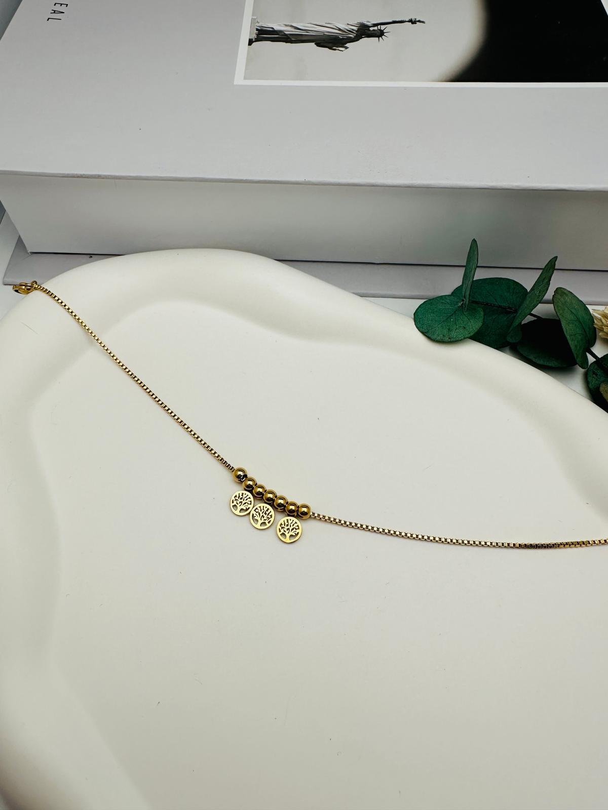 Pul Detaylı Çelik Halhal (Gold) Hb 0234