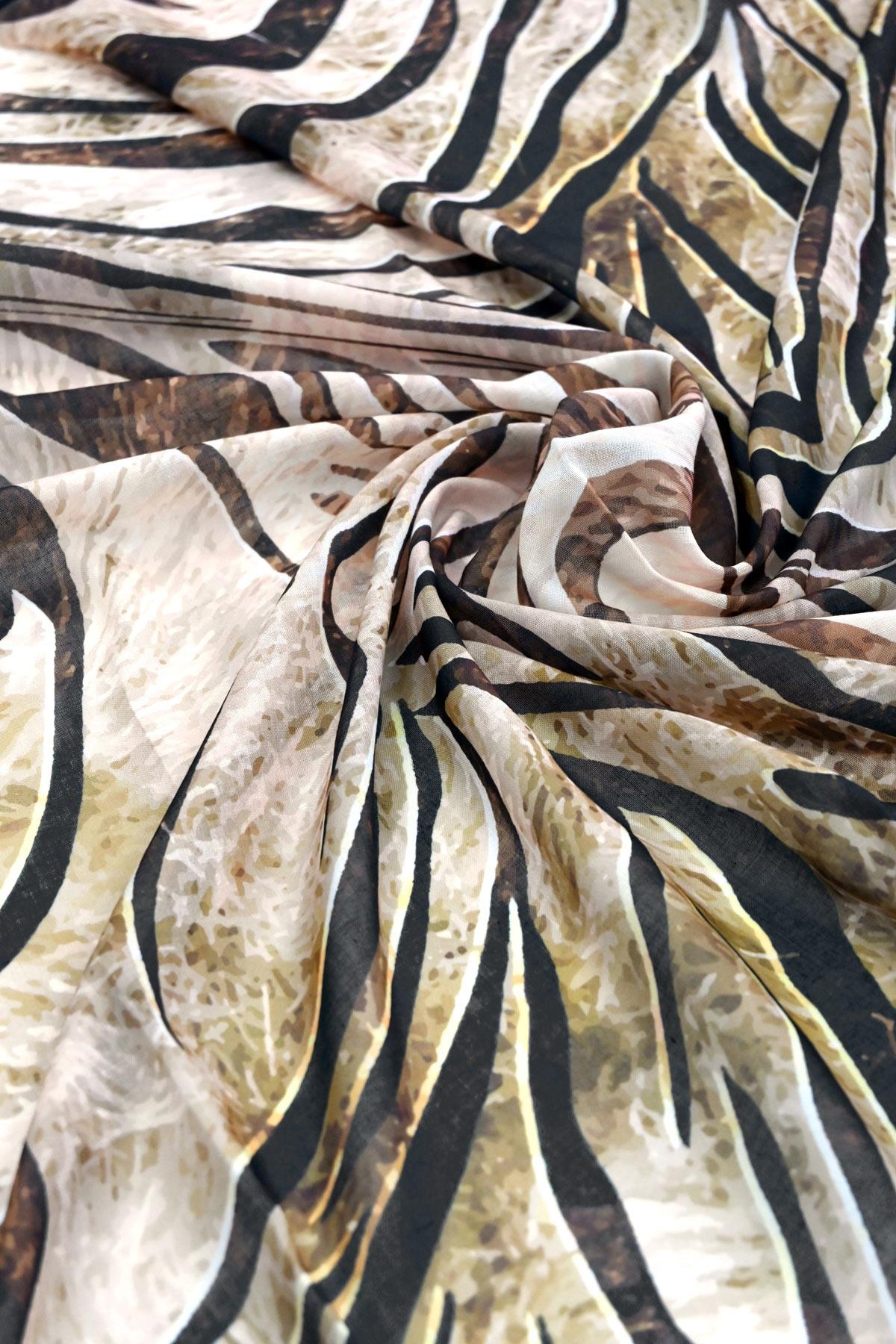 LTT Soft Kesik Elyaf Dijital Baskı Zebra Eşarp