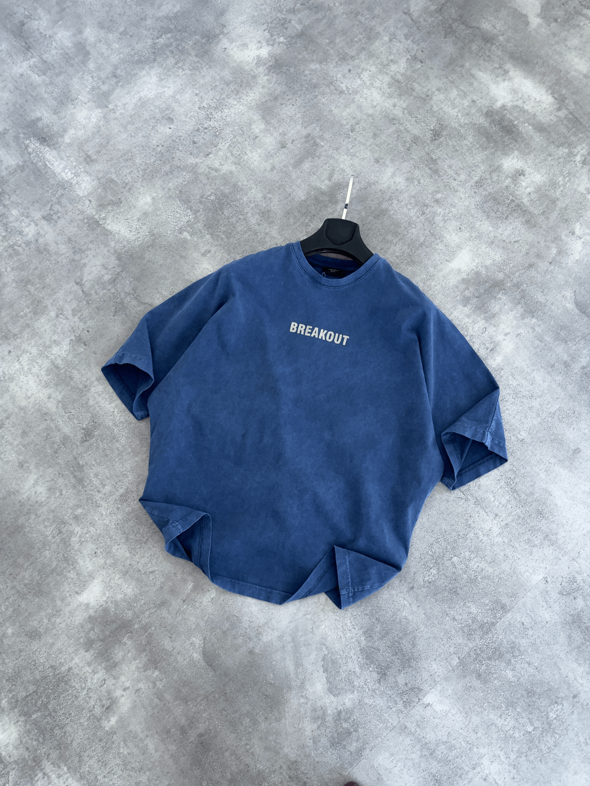 Lacivert Yıkamalı Sneak Sırt Baskılı Oversize T-shirt