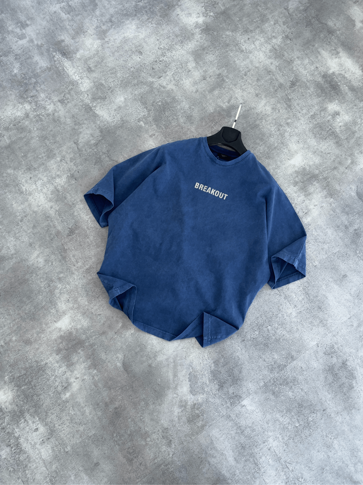 Lacivert Yıkamalı Sneak Sırt Baskılı Oversize T-shirt