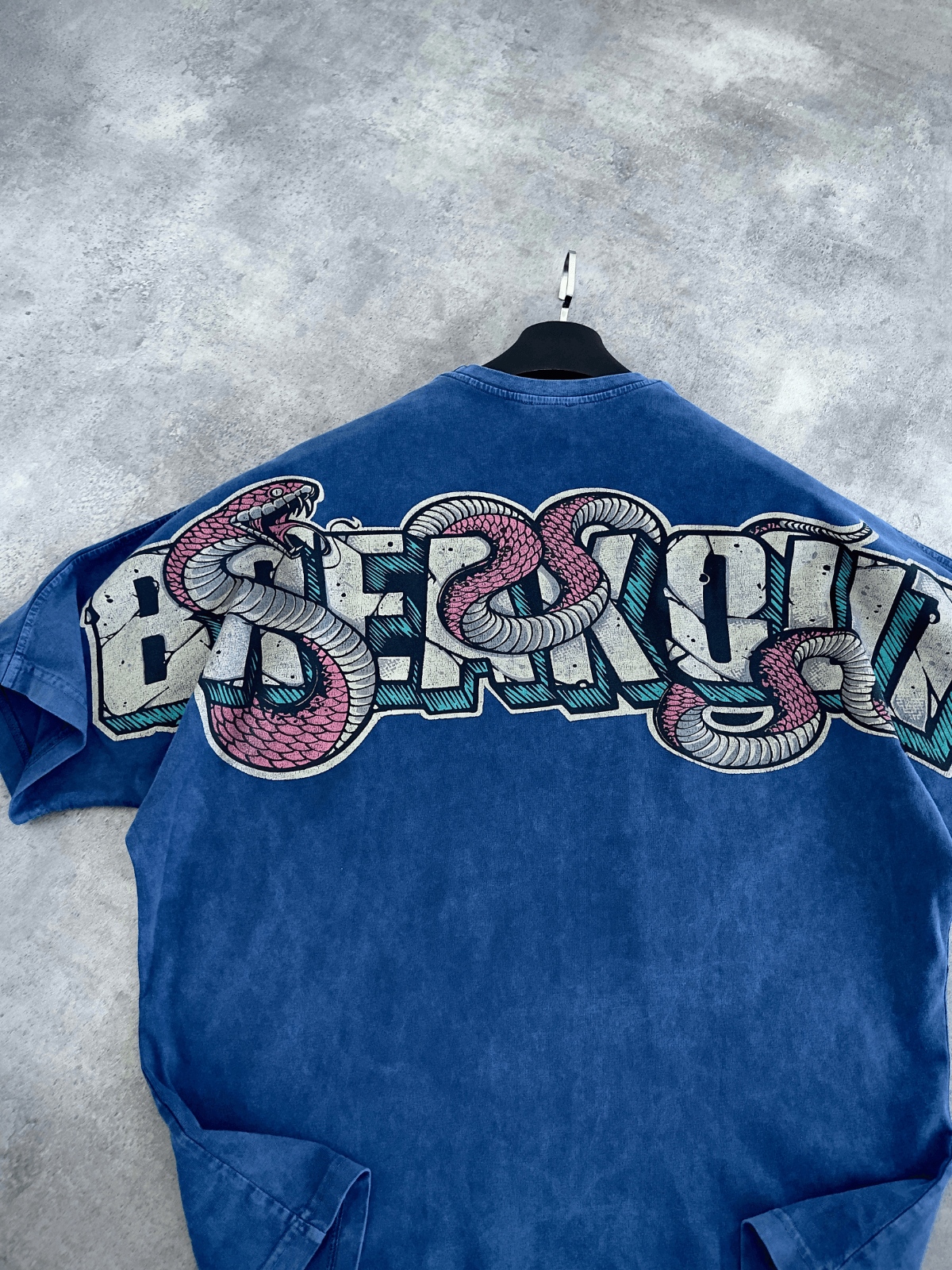 Lacivert Yıkamalı Sneak Sırt Baskılı Oversize T-shirt