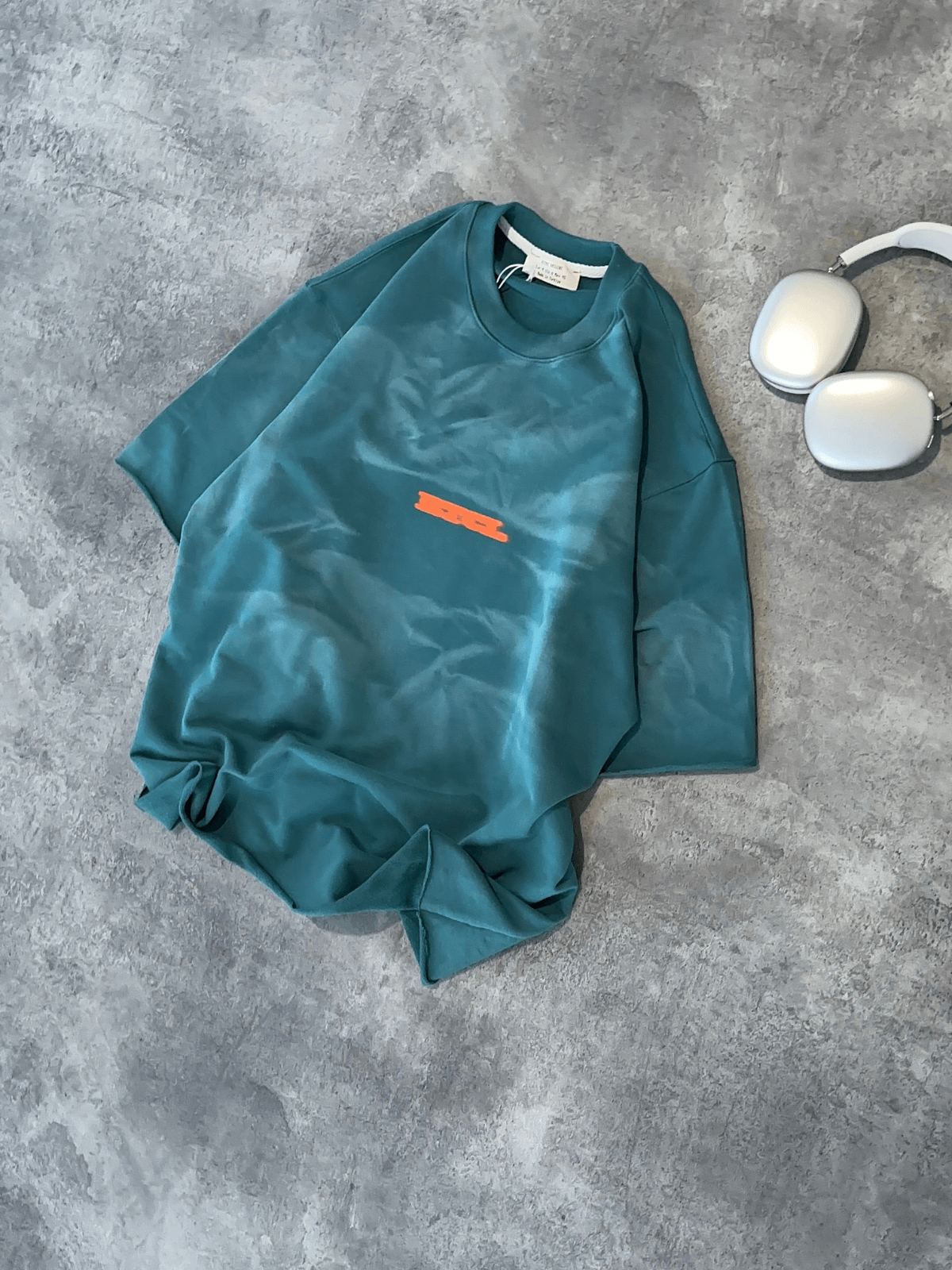 Petrol Yıkamalı Baskılı Oversize Tshirt