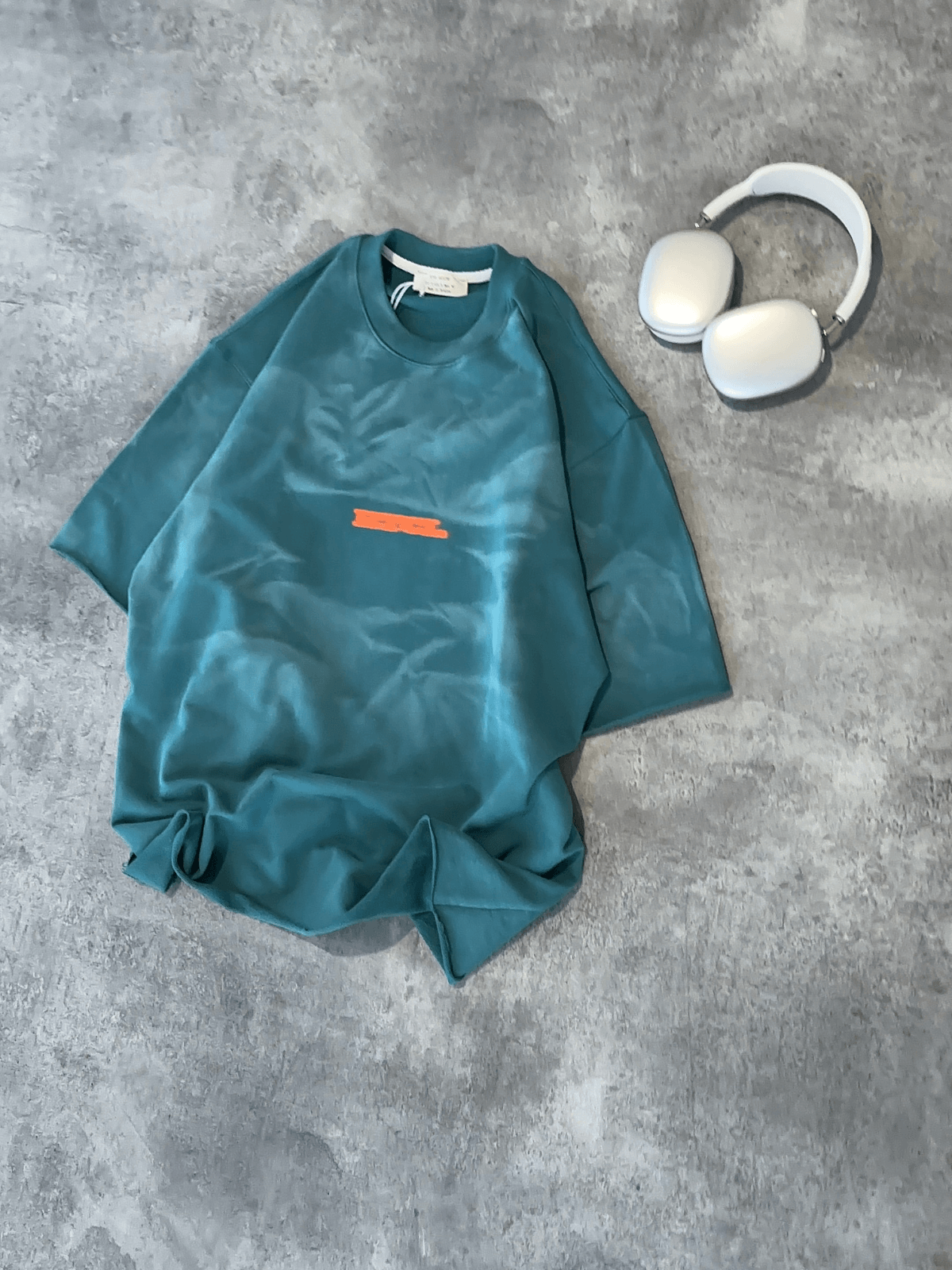 Petrol Yıkamalı Baskılı Oversize Tshirt
