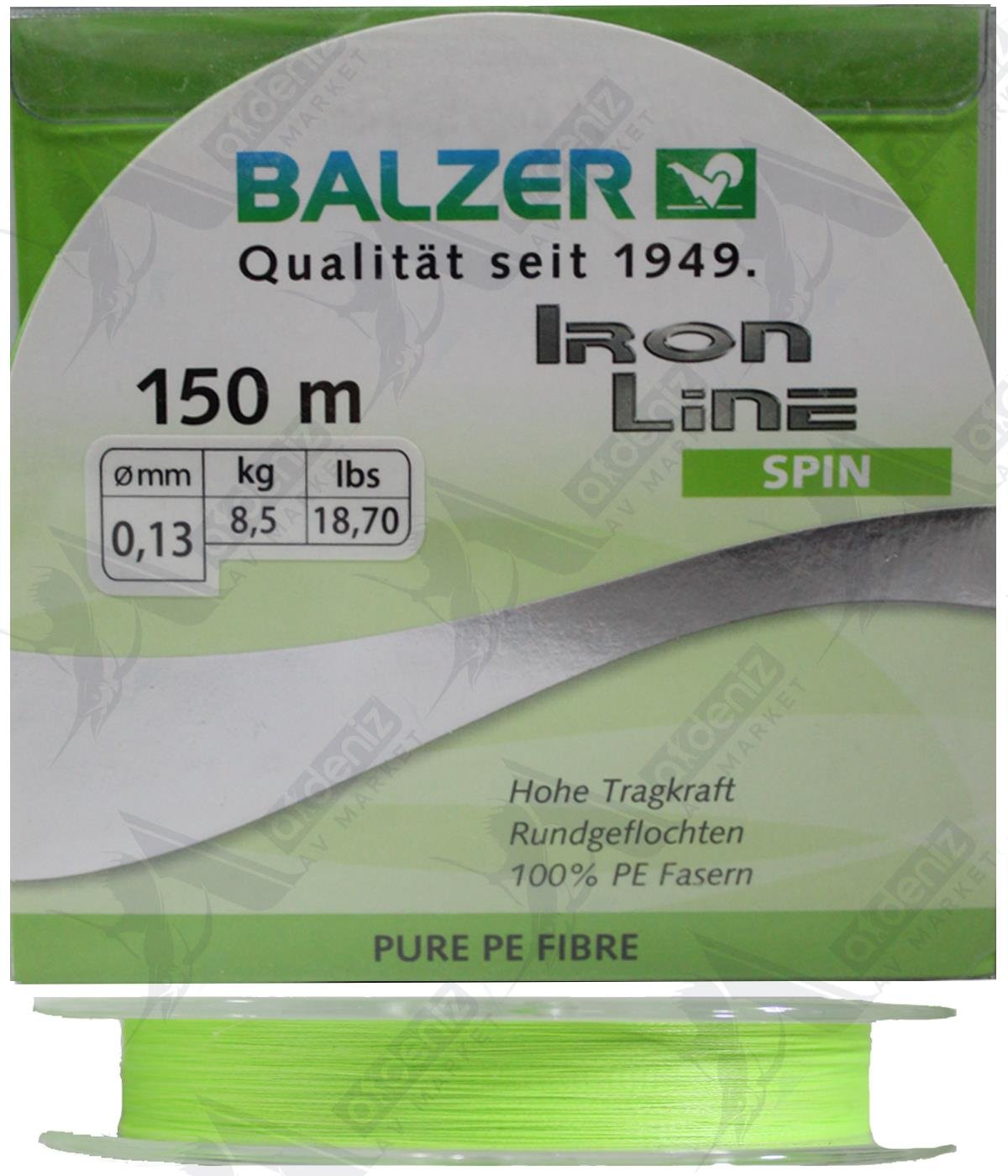 Balzer İron Line Spin 4X Örgü 0.13 Mm 18,70lbs 8,5 kg İp Misina 150 Mt Chartreuse 12632.BALZER