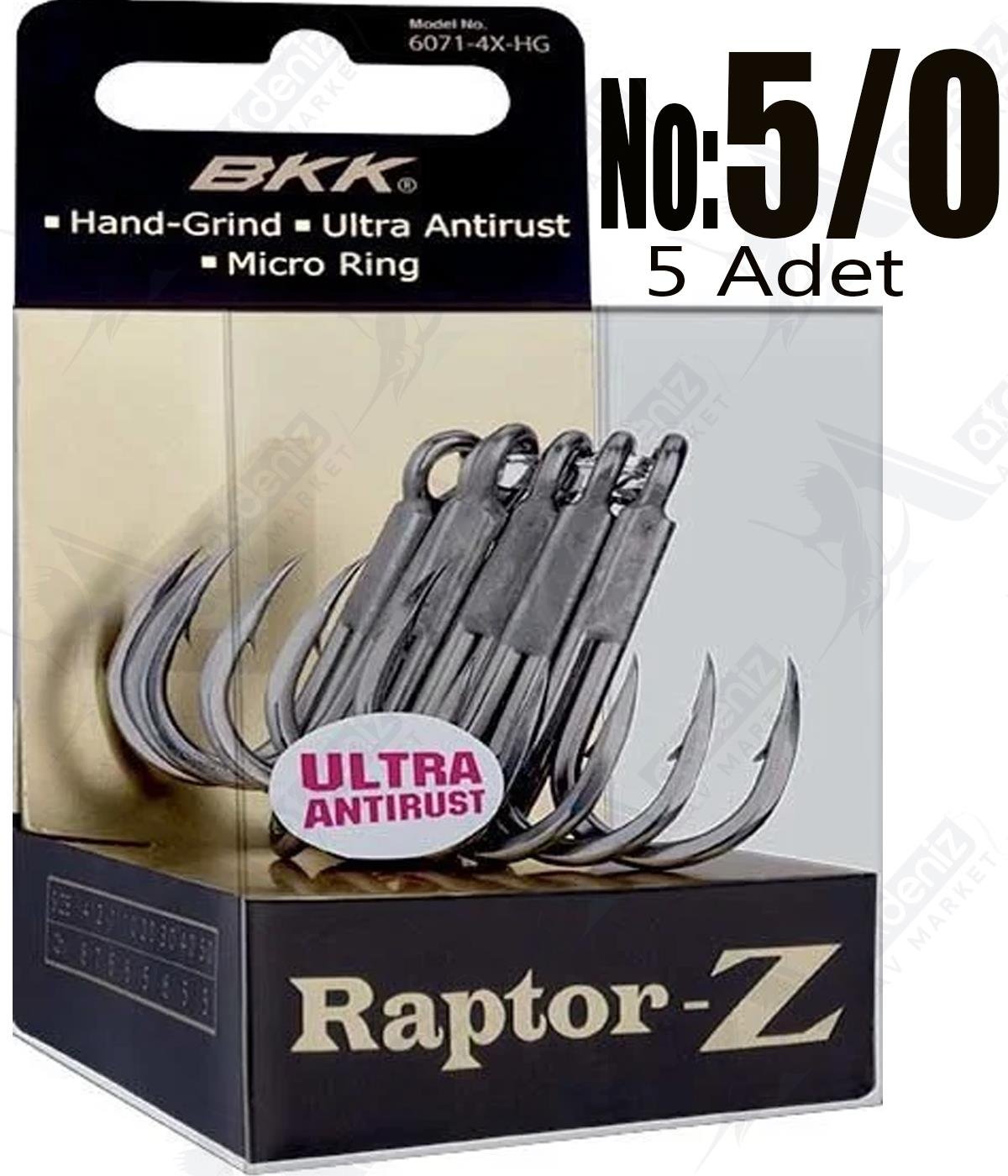 BKK Raptor-Z Üçlü Olta İğnesi 5'li Paket No:5/0BKK