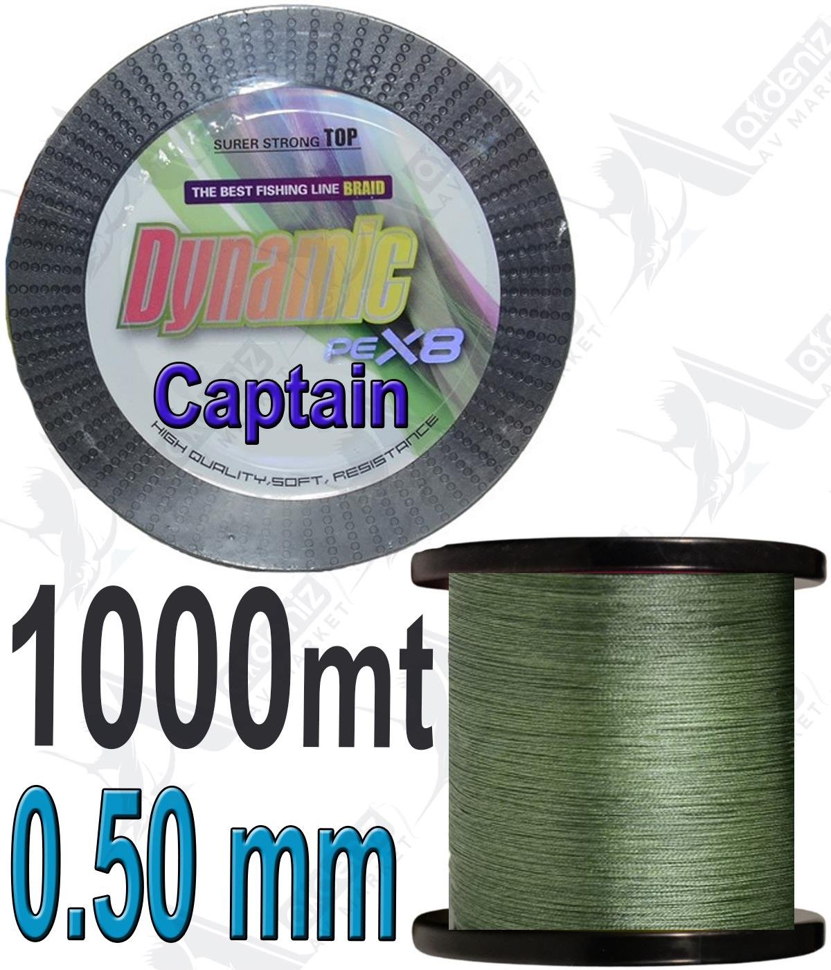 Captain Dynamic Pe X8 Braid Line 0.50 MM 110LB 49.91 KG Örgü İp Misina 1000MT Yeşil.CAPTAİN