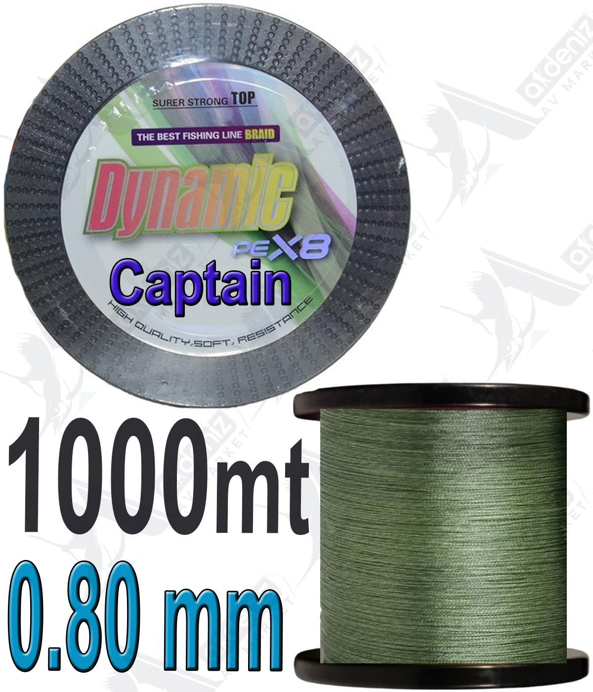 Captain Dynamic Pe X8 Braid Line 0.80 MM 185LB 83.91 KG Örgü İp Misina 1000MT Yeşil.CAPTAİN
