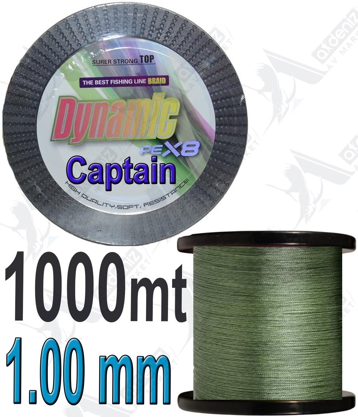 Captain Dynamic Pe X8 Braid Line 1.00 MM 200LB 90 KG Örgü İp Misina 1000MT Yeşil.CAPTAİN