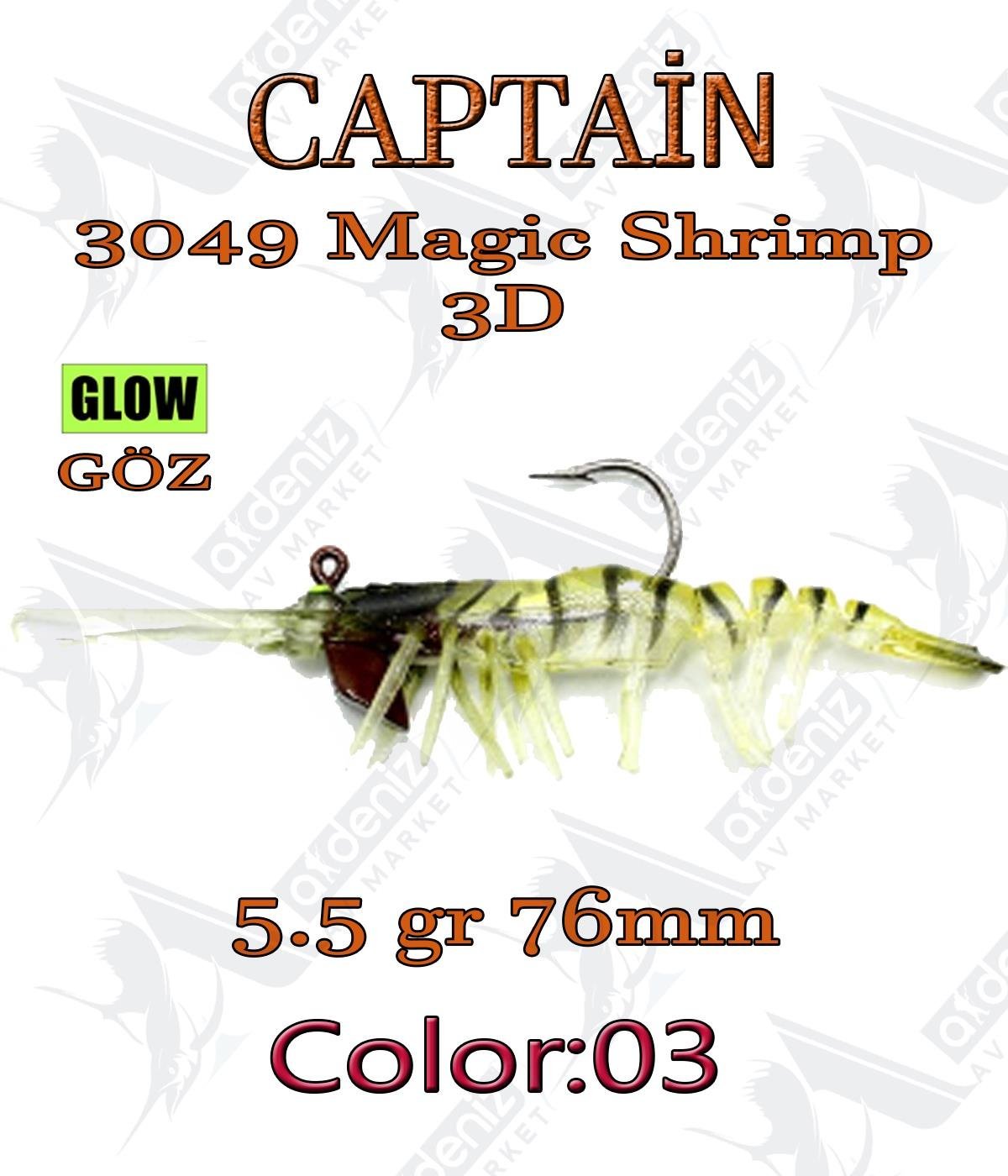 Captain Silikon Karides 3049 Magic Shrimp 3D 76mm 5.5gr Color:03CAPTAİN