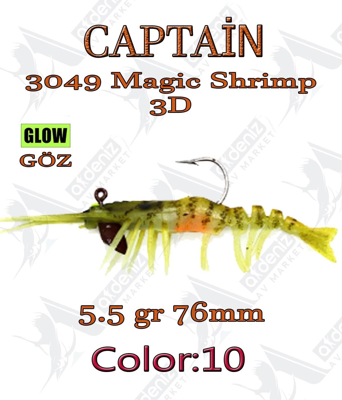 Captain Silikon Karides 3049 Magic Shrimp 3D 76mm 5.5gr Color:10CAPTAİN
