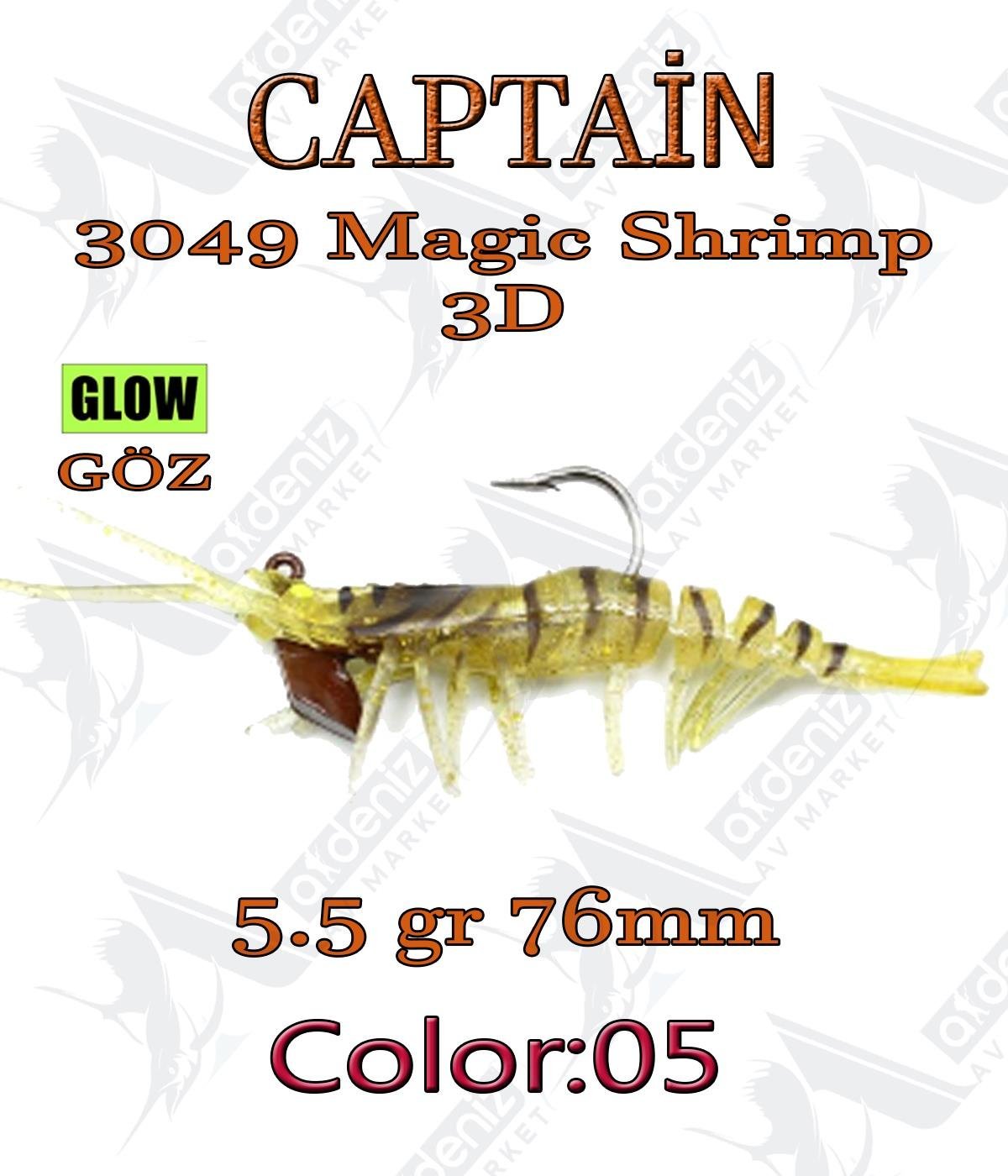 Captain Silikon Karides 3049 Magic Shrimp 3D 76mm 5.5gr Color:05CAPTAİN