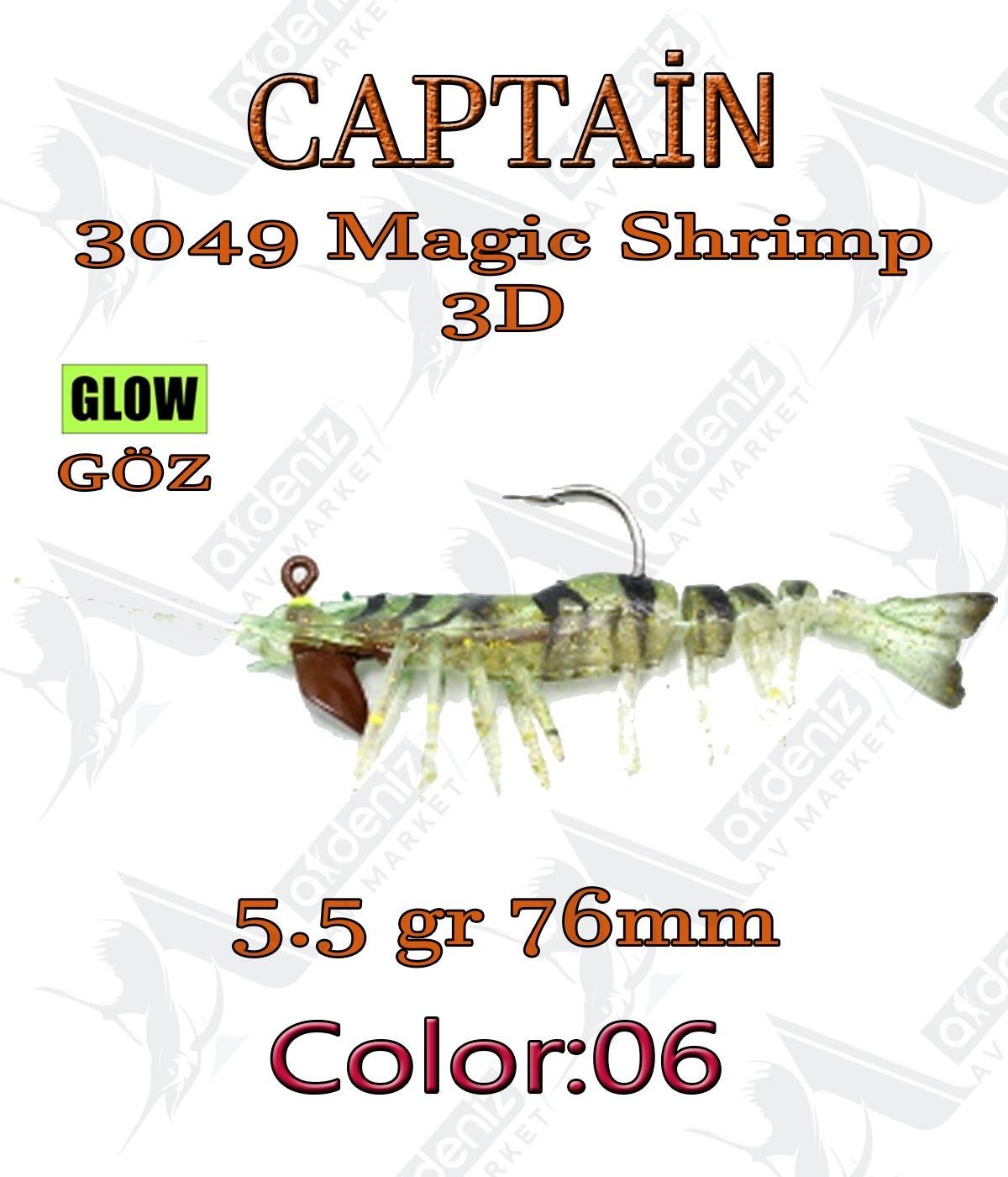 Captain Silikon Karides 3049 Magic Shrimp 3D 76mm 5.5gr Color:06CAPTAİN