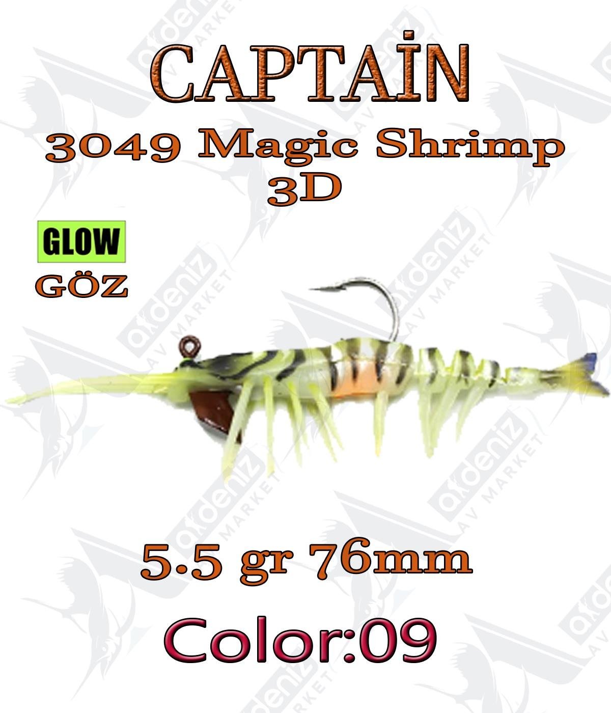 Captain Silikon Karides 3049 Magic Shrimp 3D 76mm 5.5gr Color:09CAPTAİN