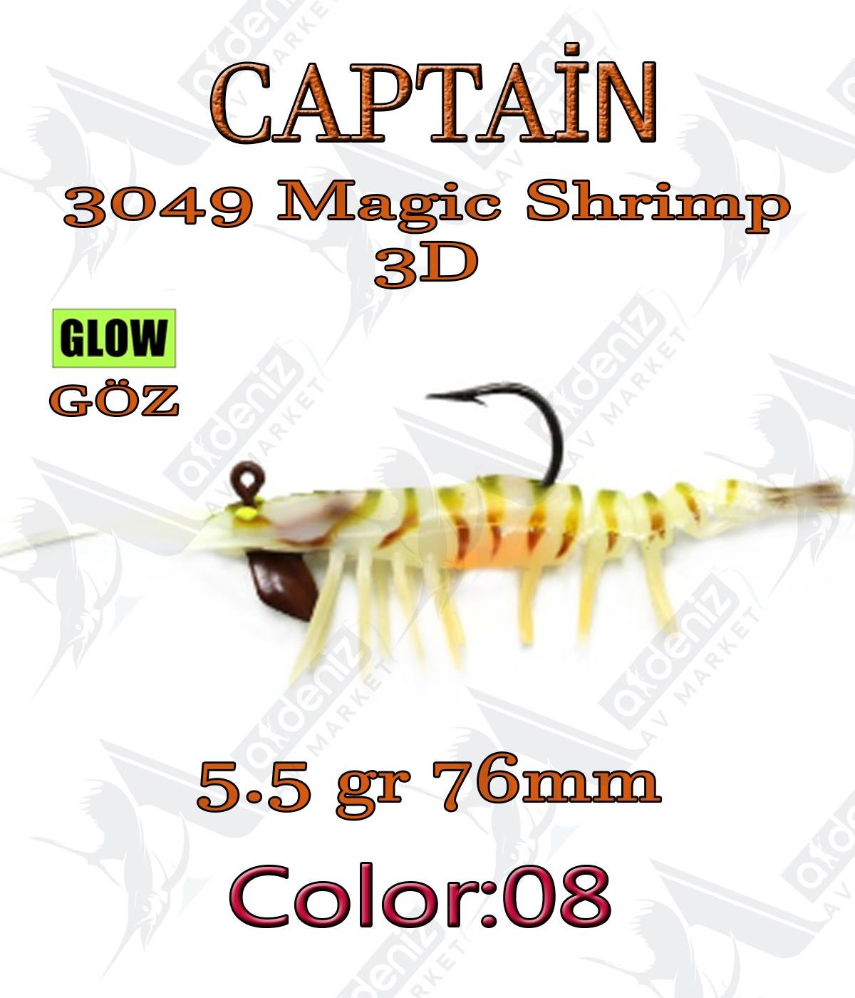 Captain Silikon Karides 3049 Magic Shrimp 3D 76mm 5.5gr Color:08CAPTAİN